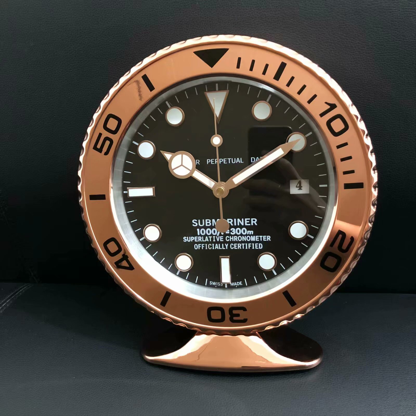 R SUB Desk Clock Rose Gold Wall Clock with Luminous